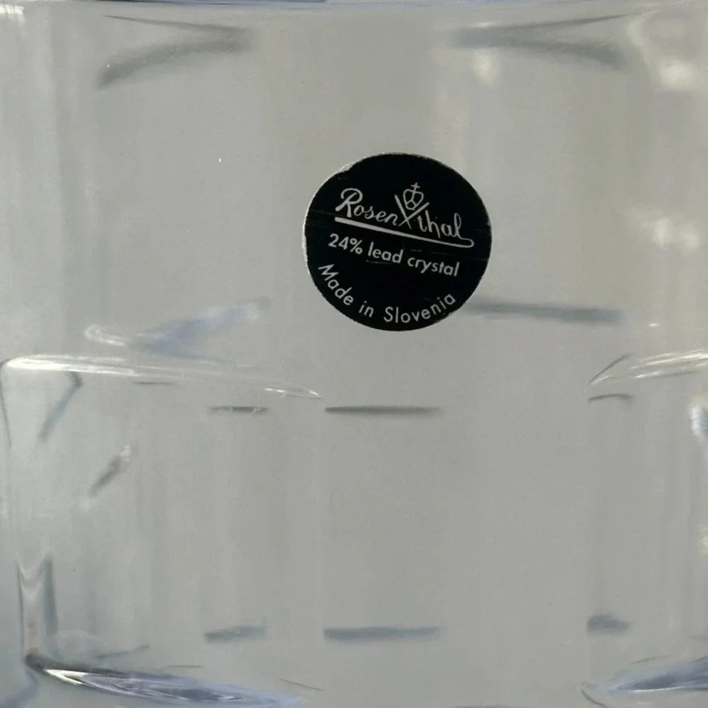 Rosenthal Classic 24% Lead Crystal Tall Cylinder Vase Textured Block Slovenia